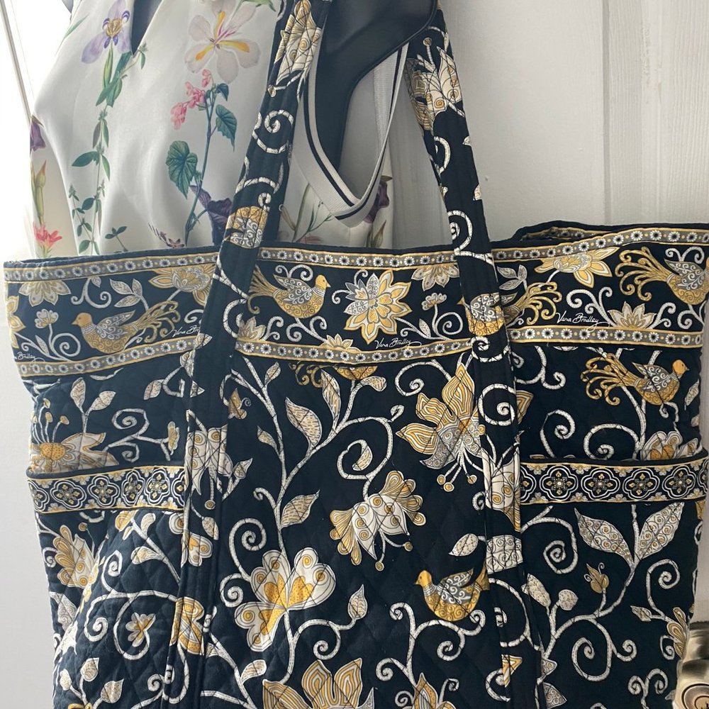 Vera Bradley Black/Golden Quilted Large Travel Bag - Picture 6 of 11